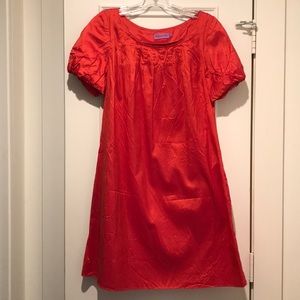 Coral silk dress